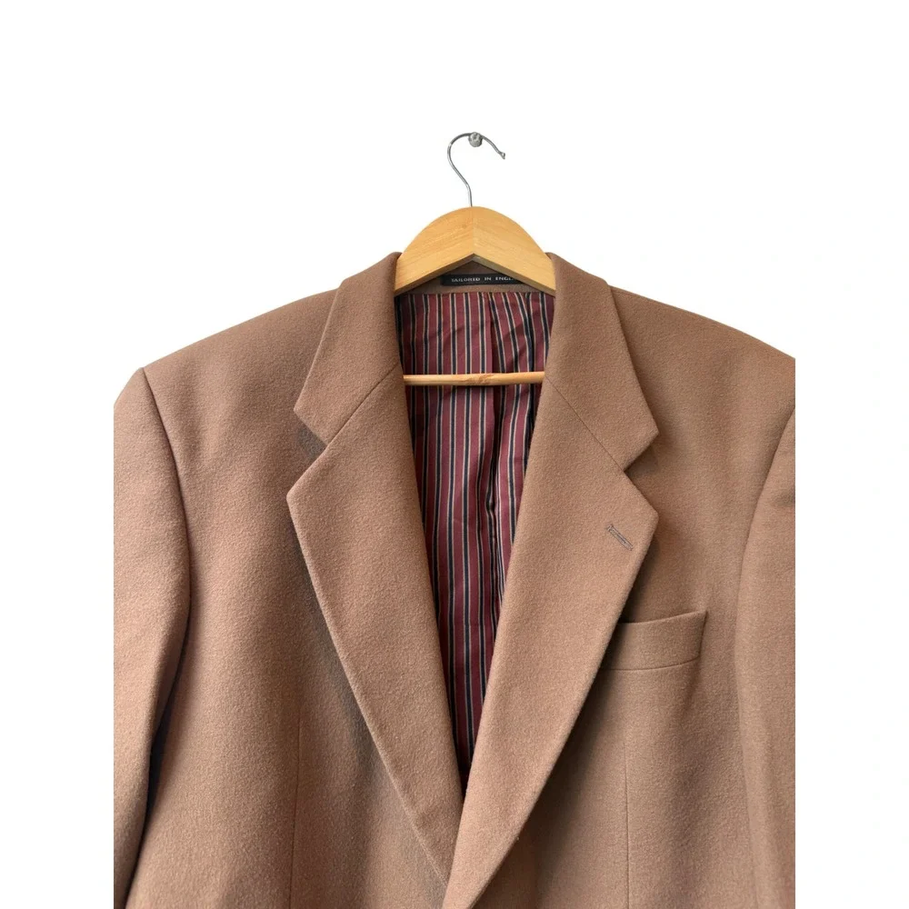 Alexandre London Mens Wool Cashmere Camel Blazer 42R Old Money Two‎ Button Tan